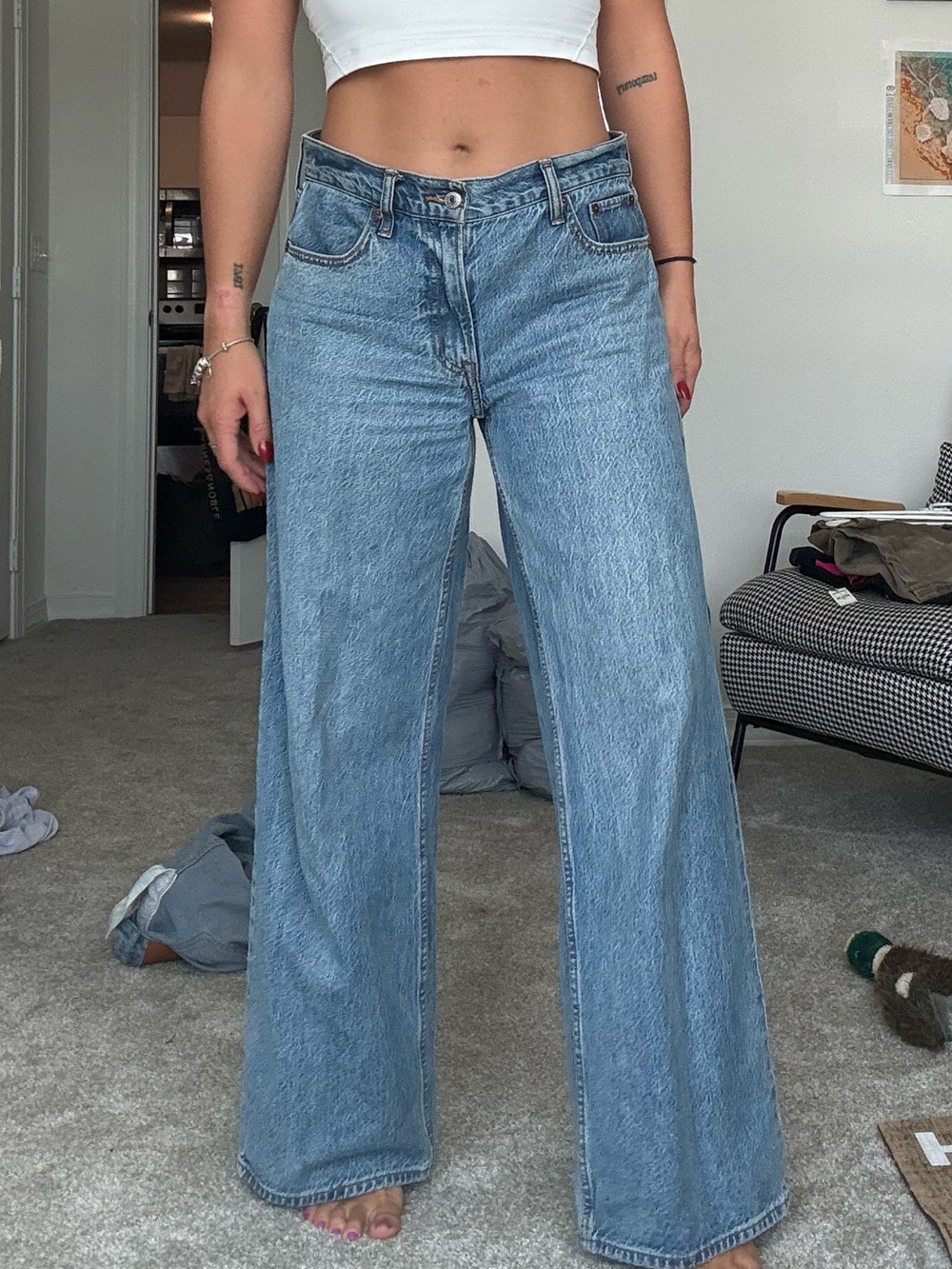 Abercrombie & Fitch Light Blue High-Rise Wide Leg Jeans
